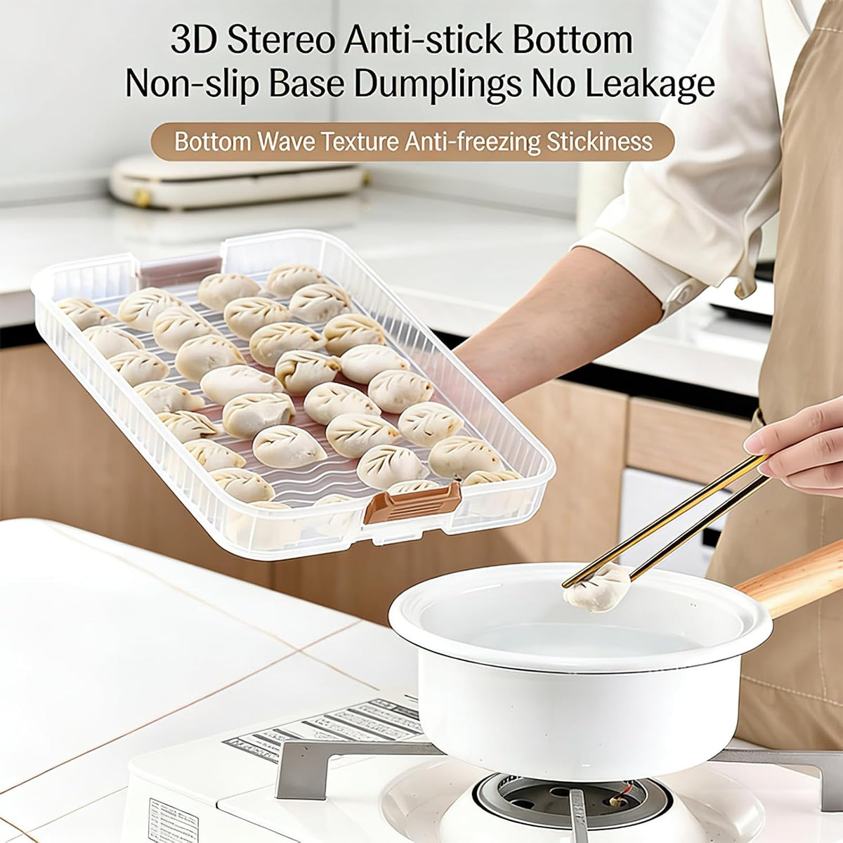 Refrigerator storage box, 5-layer sealed dumpling freezer box, kitchen food grade refrigerator, food dumpling preservation box, multifunctional classification storage organizer (Green-5 layer)