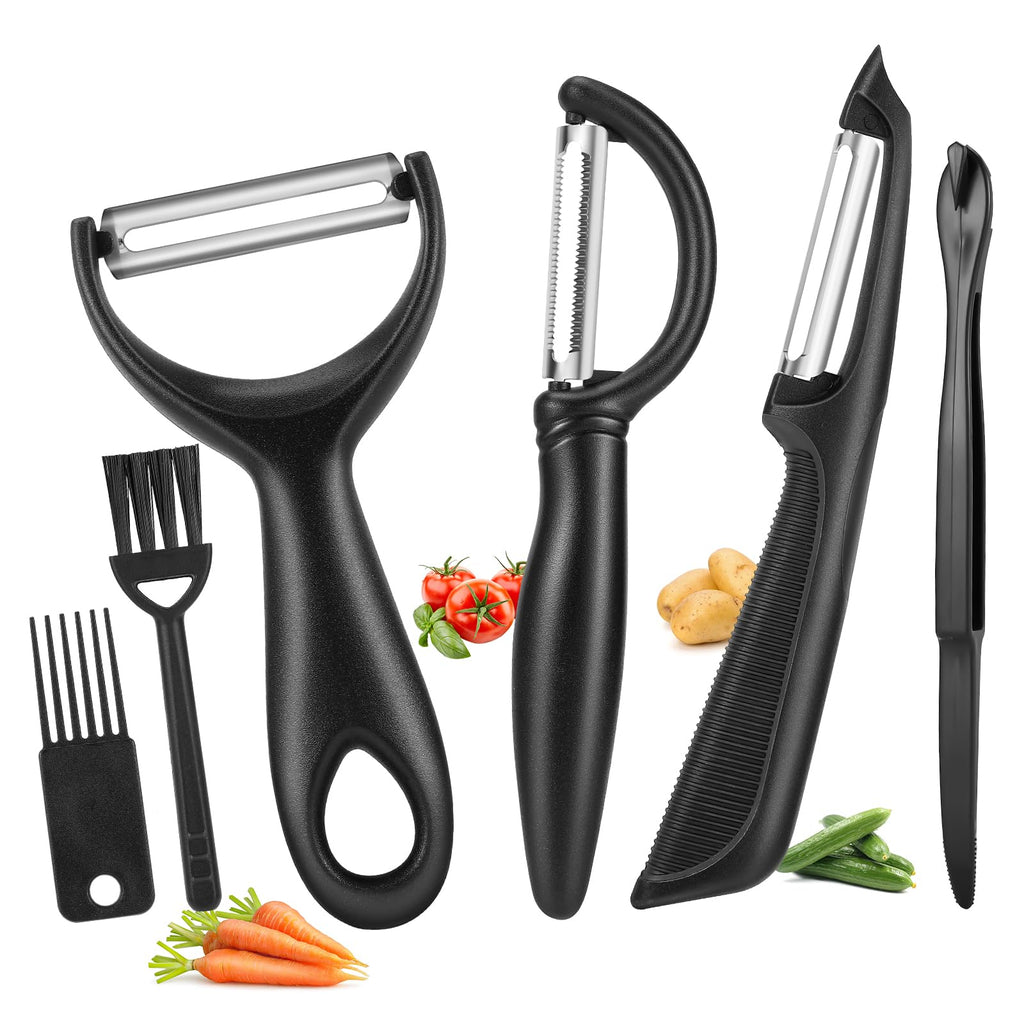 Senbowe Upgrade Potato Peeler for Kitchen, 6PCS Stainless Steel Vegetable Peeler, I and Y Veggie Food Peeler for Apple Fruit Carrot Zucchini Cucumber,Good Grip Makes Peeling Very Easy (Pink)