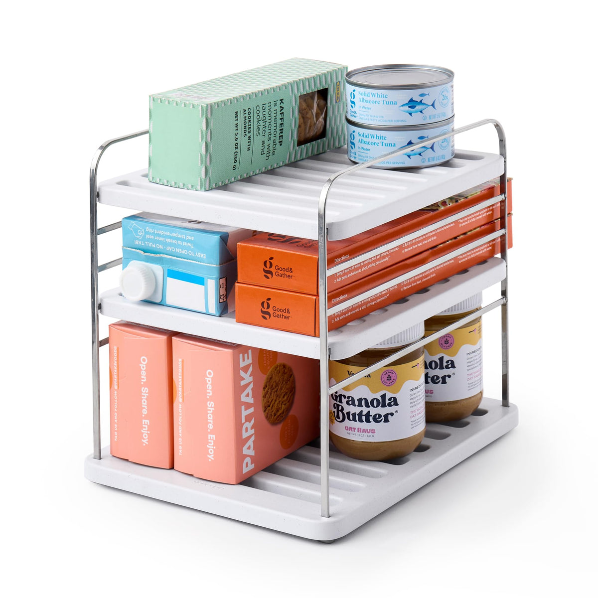 YouCopia UpSpace Adjustable Box Organizer for Foil Wrap and Kitchen Cabinet Storage, Original, White