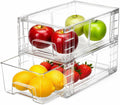 2 Pack Stackable Storage Drawers,Plastic Organizers Bins, Drawers Storage with Handles and Movable Dividers for Organization and Storage in Fridge,Bathroom, Pantry, Kitchen Cabinets, Under Sink