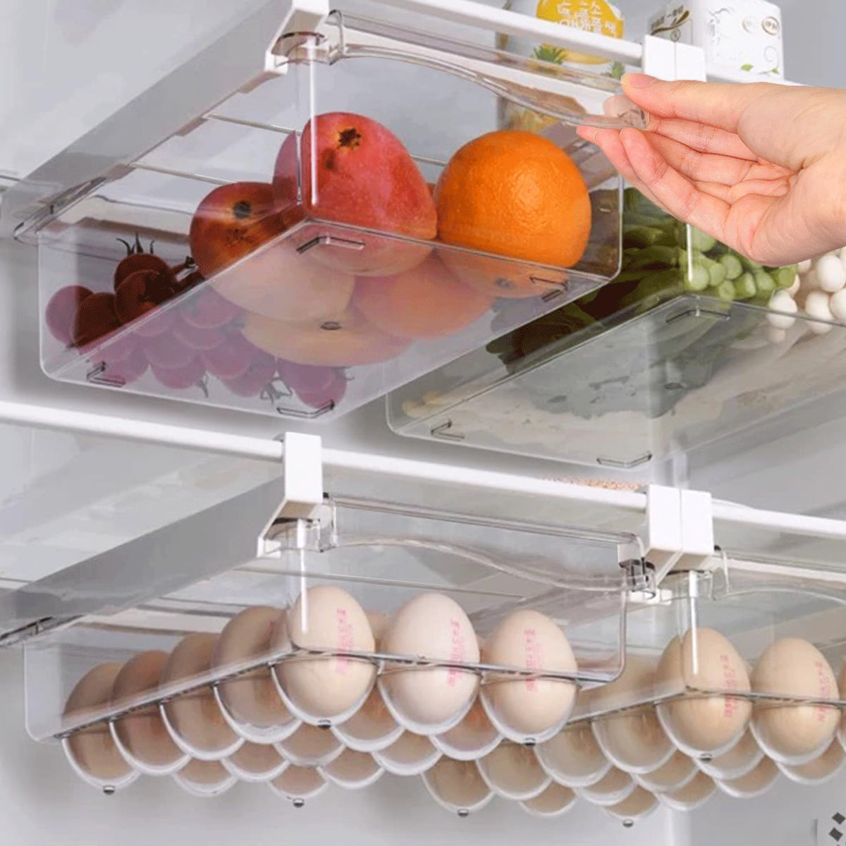 Yatmung 2 Pack Extra-Large Deli Drawer Organizer for Refrigerator Pull Out