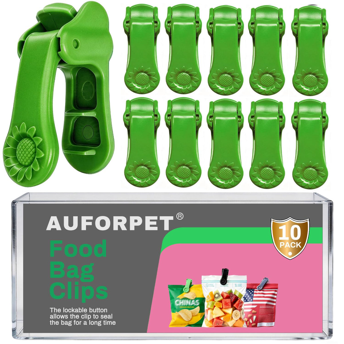 10 Pack Lockable Tight Clips, Thick Plastic Clip for Food Bags Sealing Storage, Heavy Duty Tight Strong Grip Clothes Pins for Chips, Snack, Kitchen, Sewing, Fabric, Socks, Blankets, ect