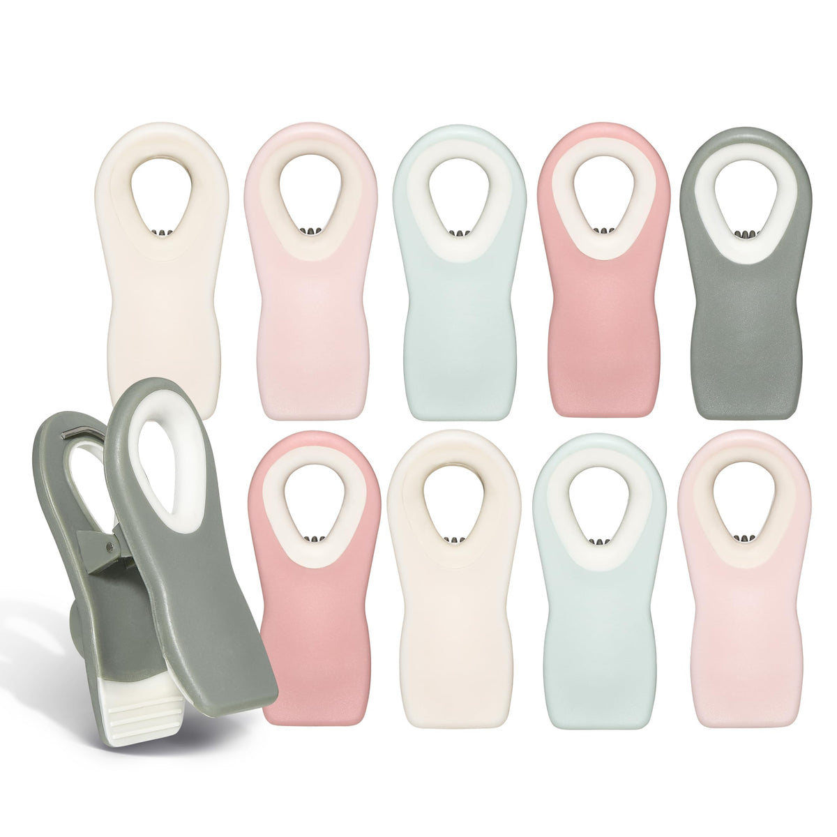 COOK WITH COLOR Bag Clips with Magnet- Food, Chip, Bag Clips for Food Storage with Airtight Seal Grip for Bread, Snack and Food Bags (White, Pack of 10)