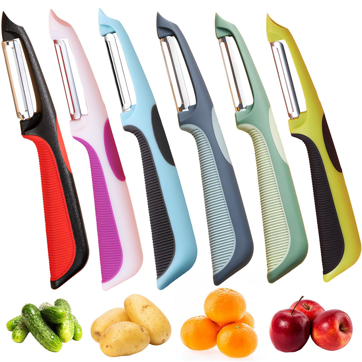 Trez Treamer 6PCS Vegetable Peeler Set with Sharp Blade,Ceramic Apple Peeler Potatoes & Potato Peeler Veggie Peeler Fruit Peeler Carrot Y Peeler Utral Fast Peeling without Rust for Kitchen