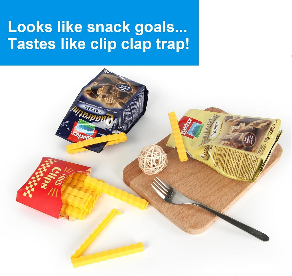 French Fry Food Bag Clips Set with Magnetic Chip Box, 12PCS