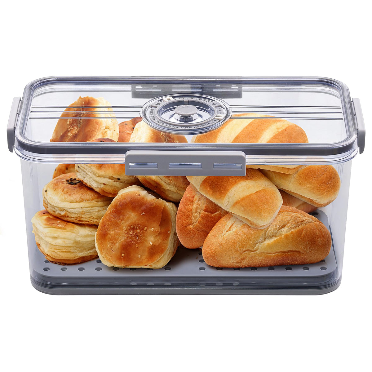 ANYPROLUS Bread Box for Homemade Bread Boxes for Kitchen Counter Airtight, Time Recording Bread Storage Container with Lid, Bread Containers Storage Airtight Loaf Bread Keeper, Grey