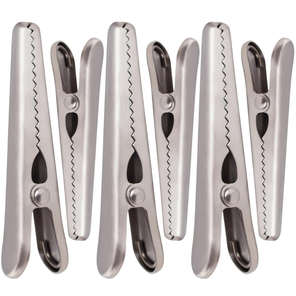 6 Pack Heavy Duty Stainless Steel Food Clips Alligator Bag Sealer