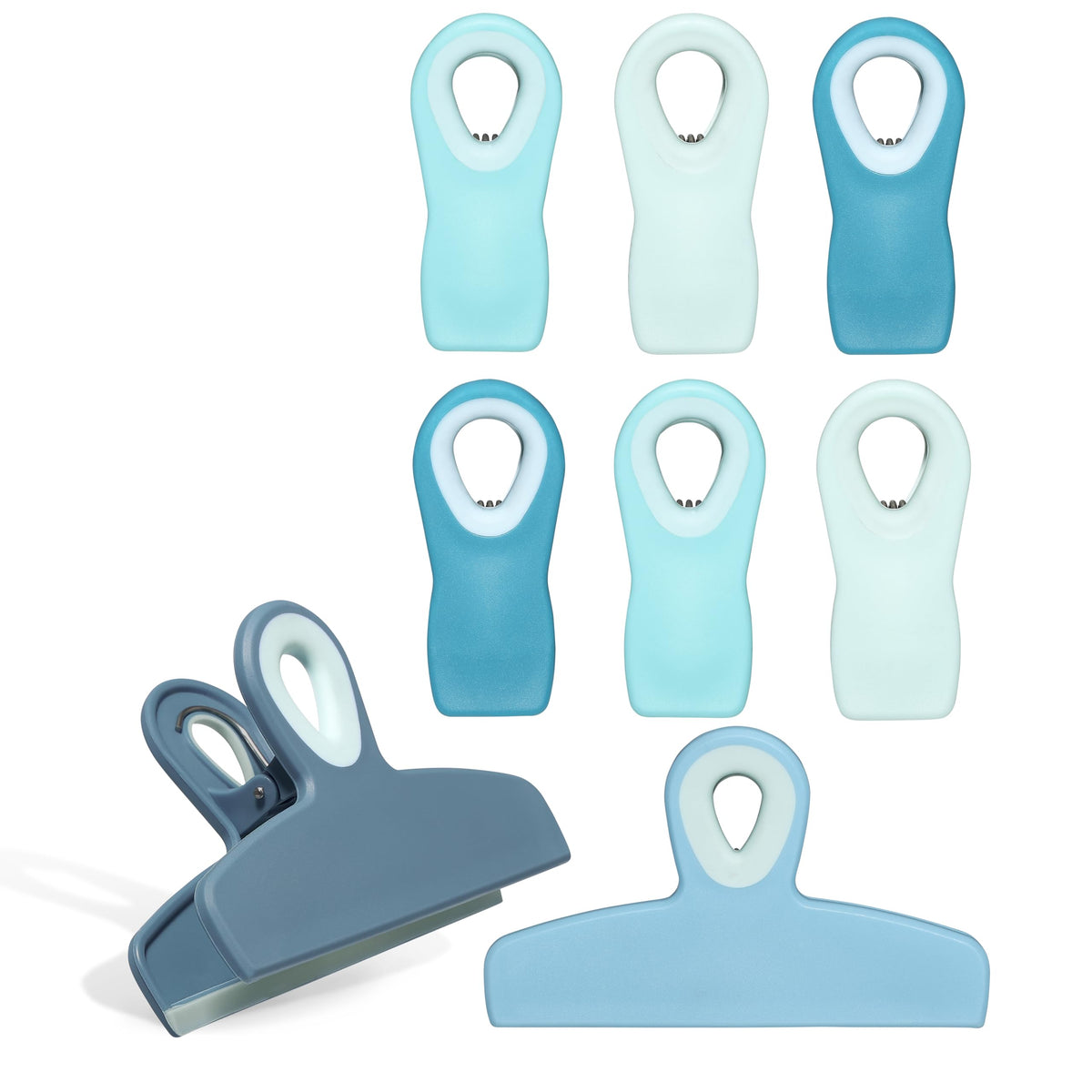 COOK WITH COLOR Bag Clips - Heavy Duty Chip Clip and Refrigerator Magnet Clips for Food Storage with Air Tight Seal Grip, Black, Pack of 4 Large Clips