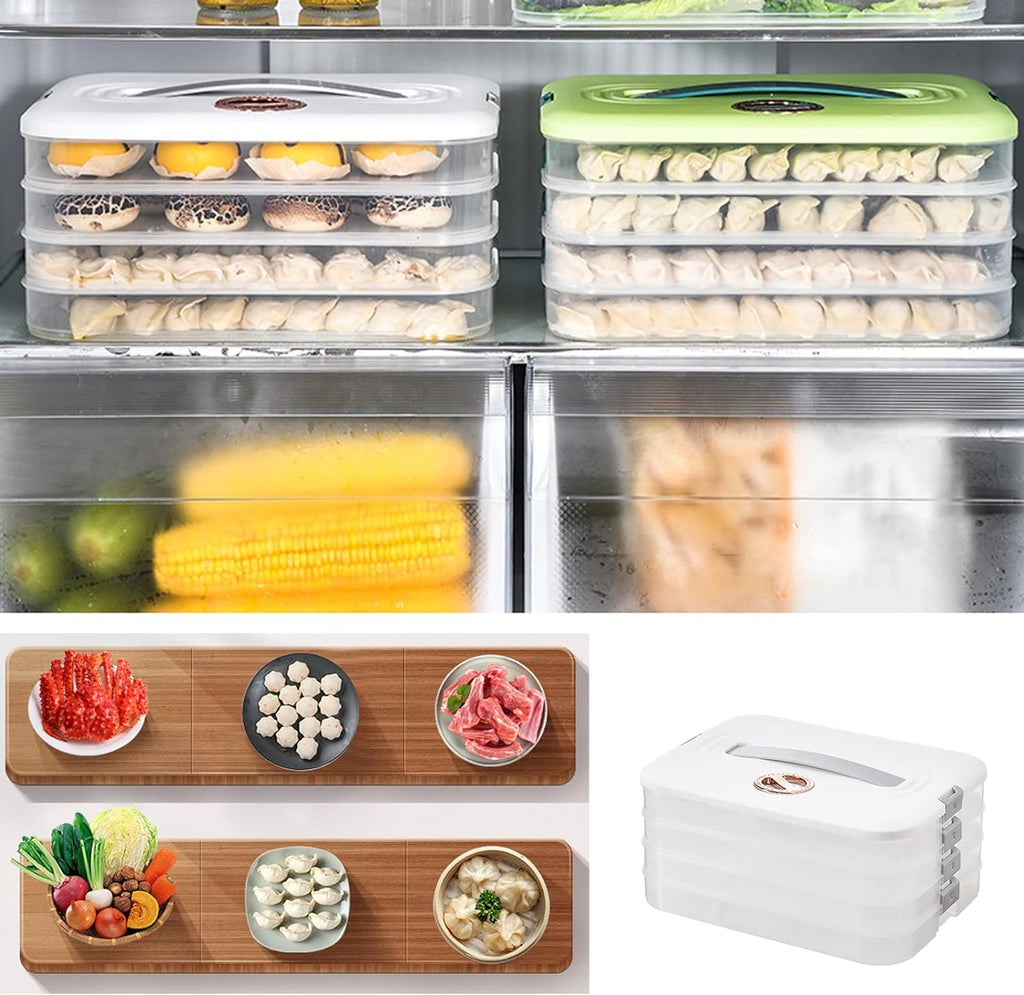 4-Layer Food Storage Containers with Lids Dumpling Storage Box