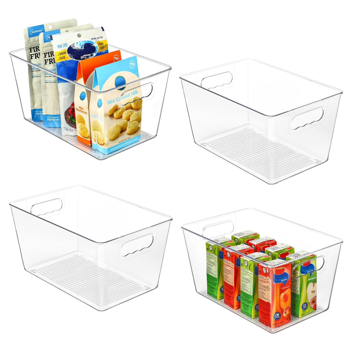 Vtopmart 6 Pack Clear Storage Bins, Pantry Storage Bins with Handle, Small
