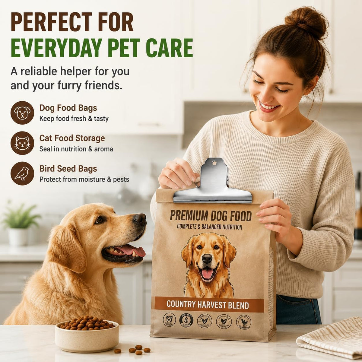 14.5cm Dog Food Bag Clips Heavy Duty, Keeps Food Bags Sealed Tight