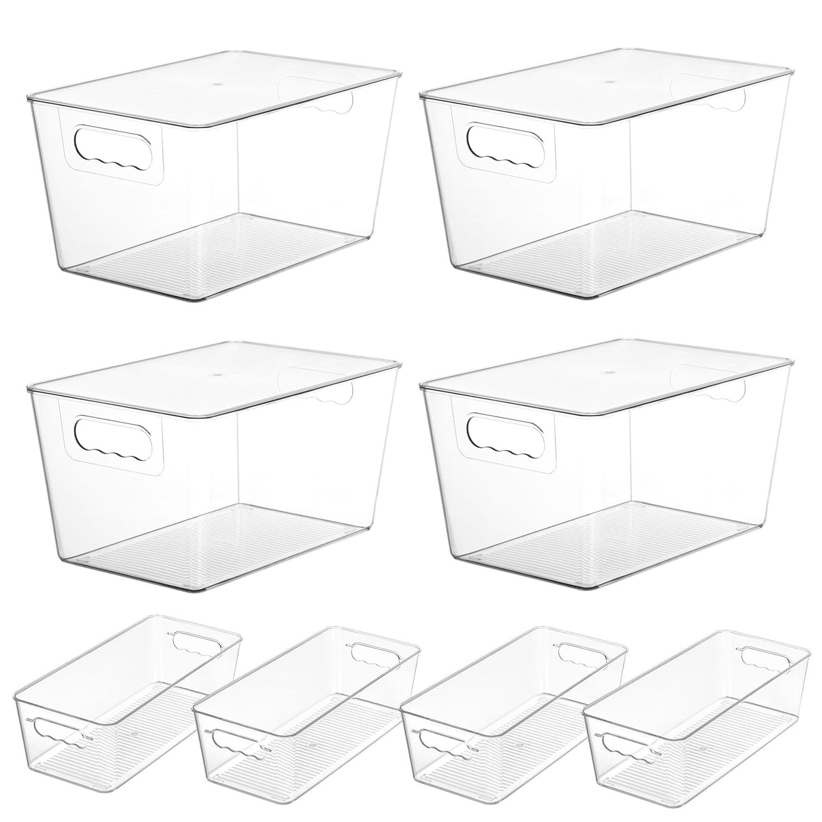 Vtopmart 6 Pack Clear Storage Bins, Pantry Storage Bins with Handle, Small