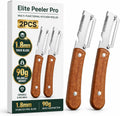 elite peeler and shredder, 2PCS Vegetable Peeler, 1.8mm Thickened Stainless Steel Blade, 3-in-1 Kitchen Peeler with Wood Handle for Peeling, Shredding & Bottle Opening, Potato, Carrot & Fruit