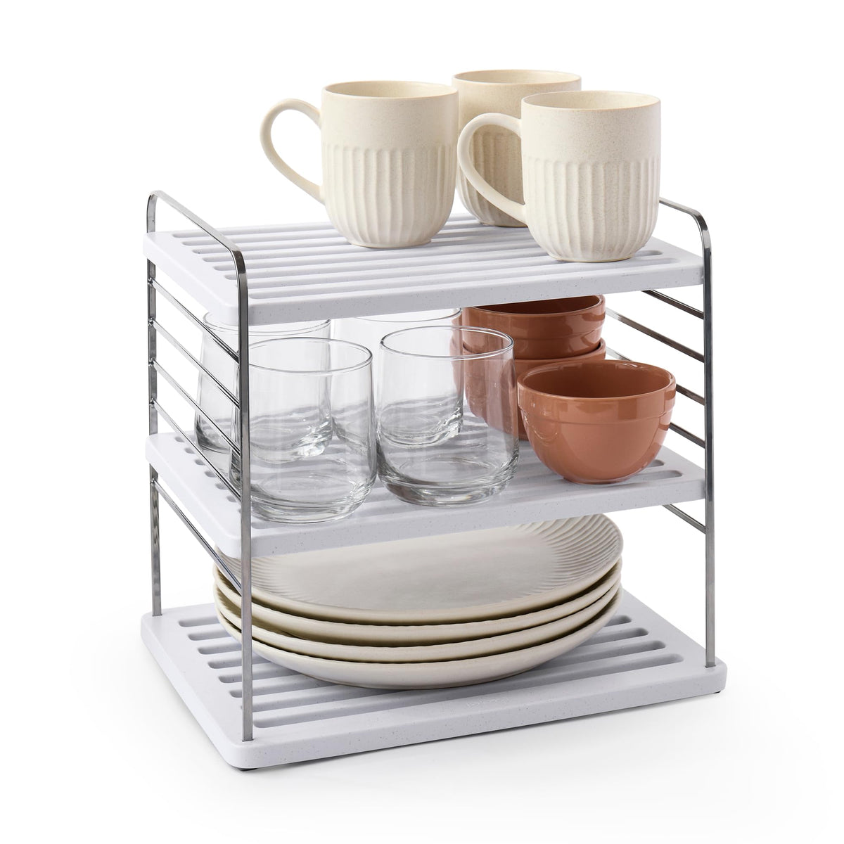 YouCopia UpSpace Adjustable Box Organizer for Foil Wrap and Kitchen Cabinet Storage, Original, White
