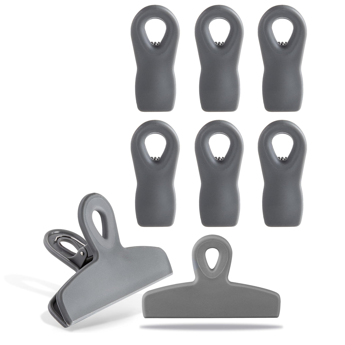 COOK WITH COLOR Bag Clips - Heavy Duty Chip Clip and Refrigerator Magnet Clips for Food Storage with Air Tight Seal Grip, Black, Pack of 4 Large Clips