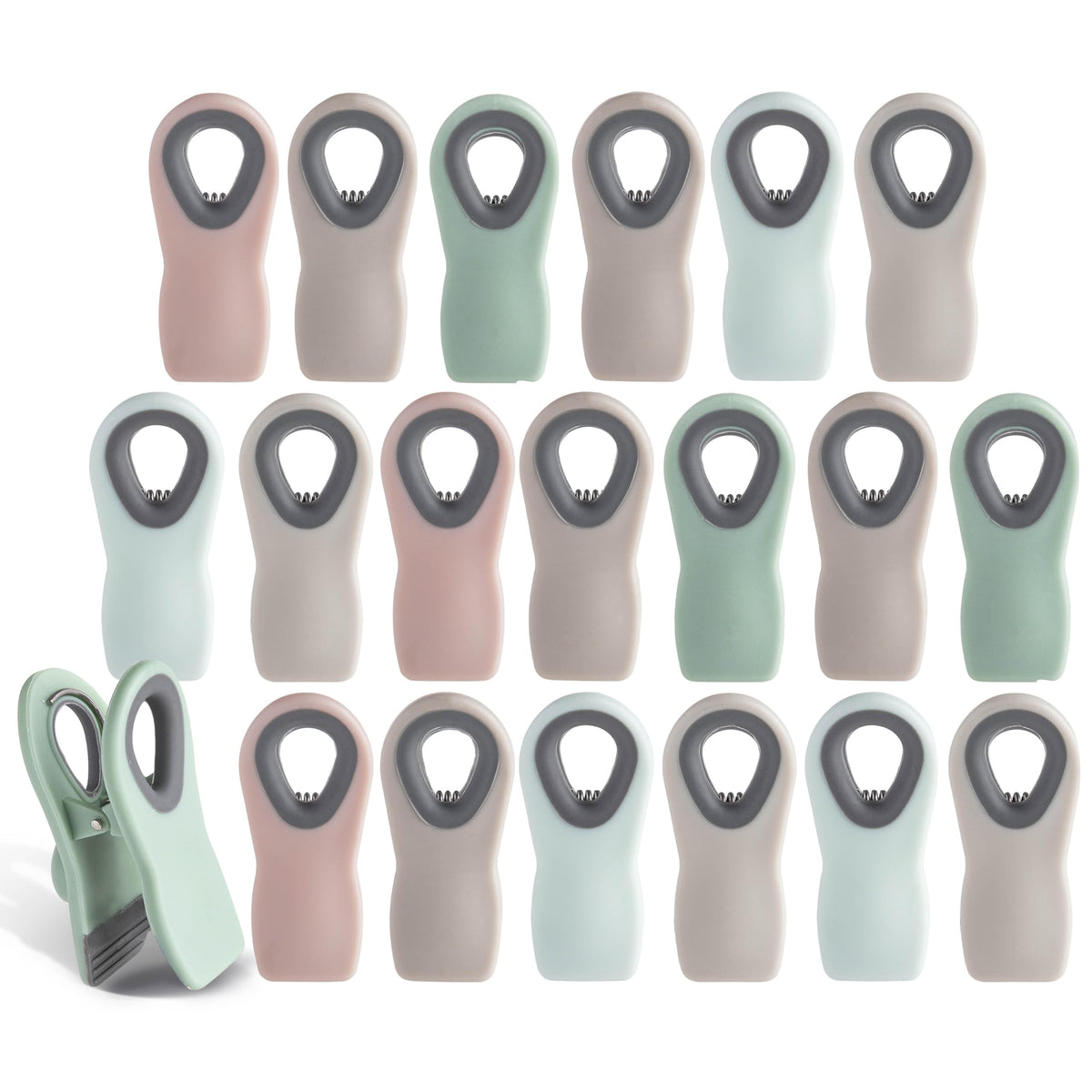 COOK WITH COLOR Bag Clips with Magnet- Food, Chip, Bag for Food Storage with Airtight Seal Grip for Bread Bags, Snack and Food (Beige and Pink, Pack of 10)