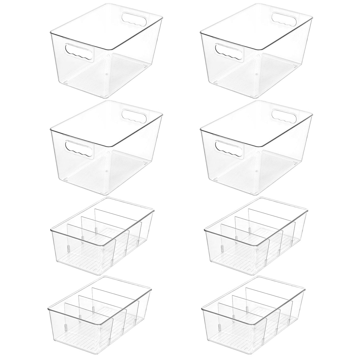 Vtopmart 6 Pack Clear Storage Bins, Pantry Storage Bins with Handle, Small
