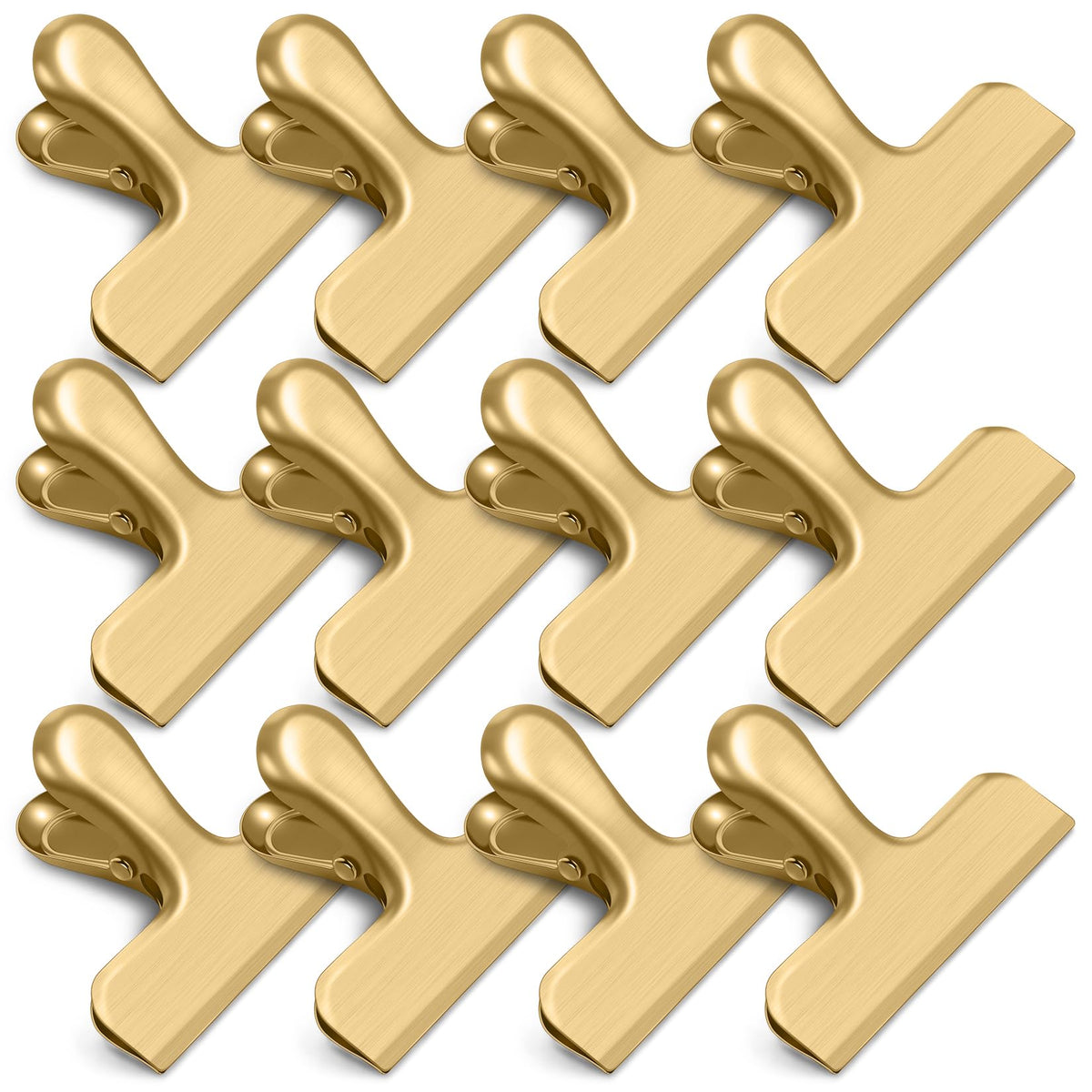 12 Pack Chip Clips, Stainless Steel Chip Bag Clips & Food Clip, Heavy Duty Bag Clip for Food Storage, Perfect for Kitchen Office Usage (Gold)