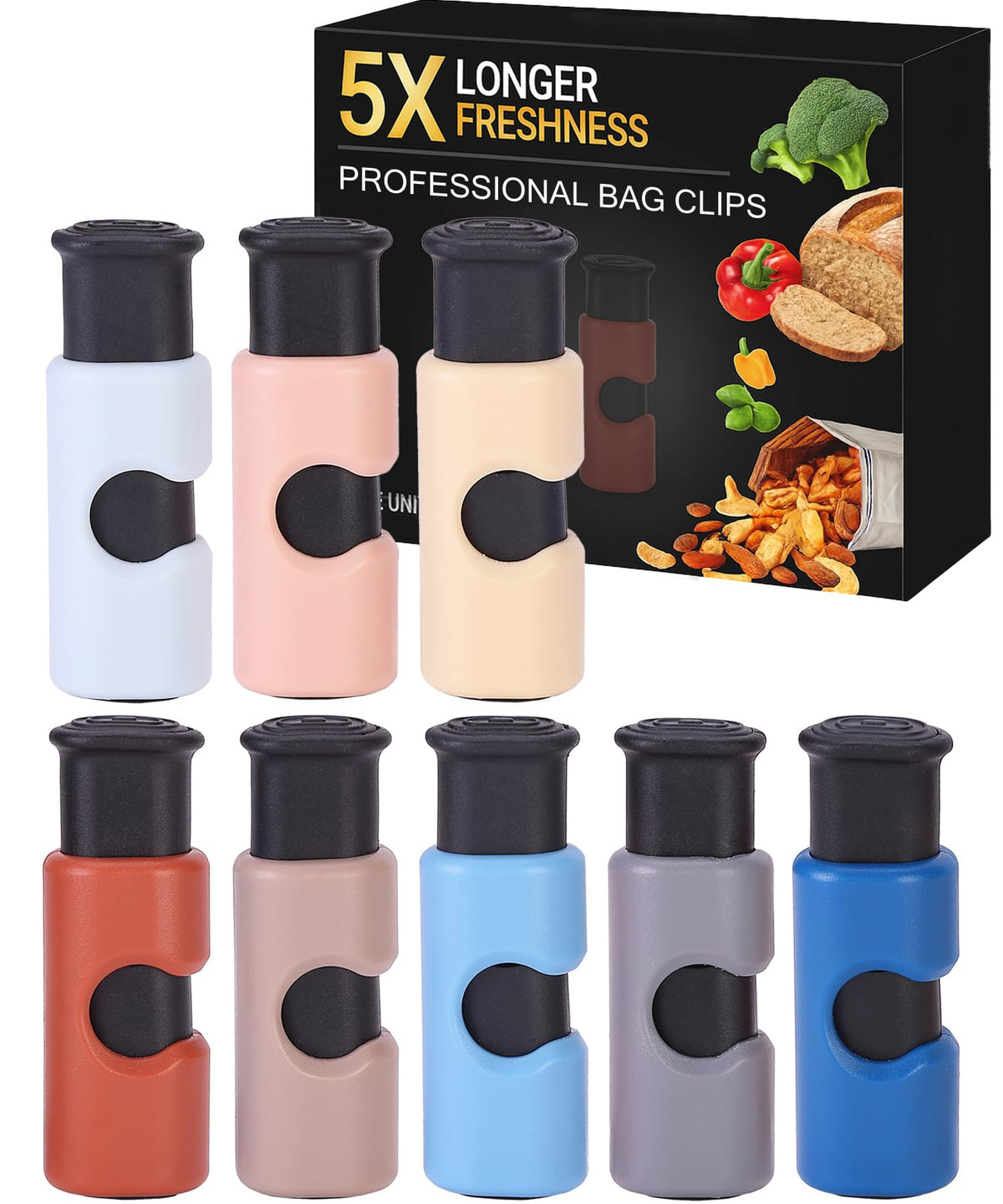 Mr. Pen- Squeeze and Lock Bread Bag Clips, 2.4 Inch, 8 Pack