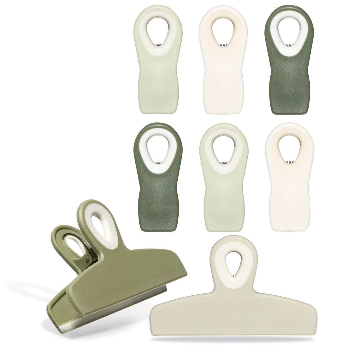COOK WITH COLOR Bag Clips - Heavy Duty Chip Clip and Refrigerator Magnet Clips for Food Storage with Air Tight Seal Grip, Black, Pack of 4 Large Clips