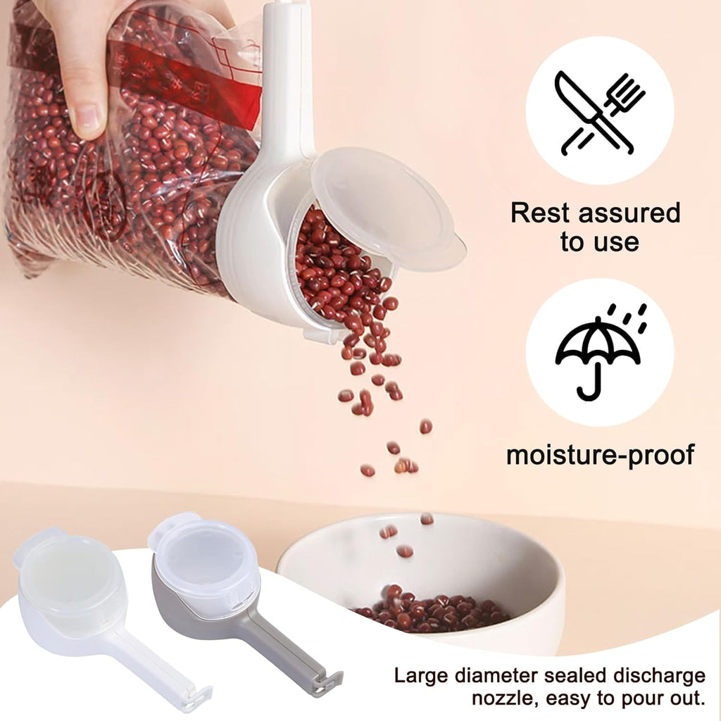 6 Pcs Bag Clip With Pour Spout,Reusable Plastic Cap Sealer Clips
