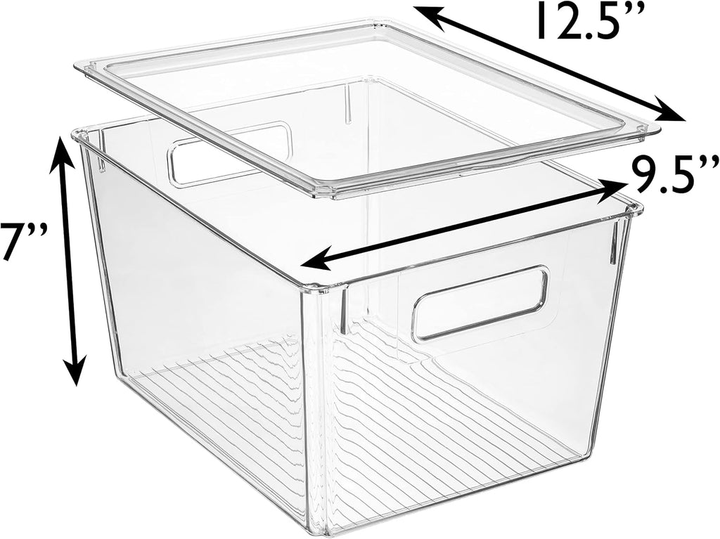 ClearSpace Storage Bin with Lid, Pantry & Desk Organizer, XL, 4 Pack