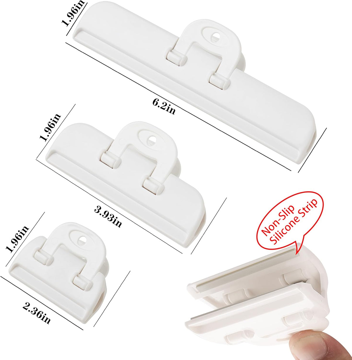 Food Bag Clips 6-Pack, Heavy Duty with Foldable Handles & Hanging Hole