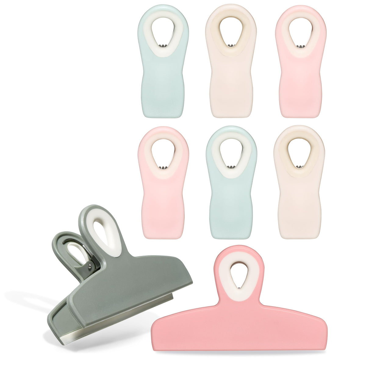 COOK WITH COLOR Bag Clips - Heavy Duty Chip Clip and Refrigerator Magnet Clips for Food Storage with Air Tight Seal Grip, Black, Pack of 4 Large Clips