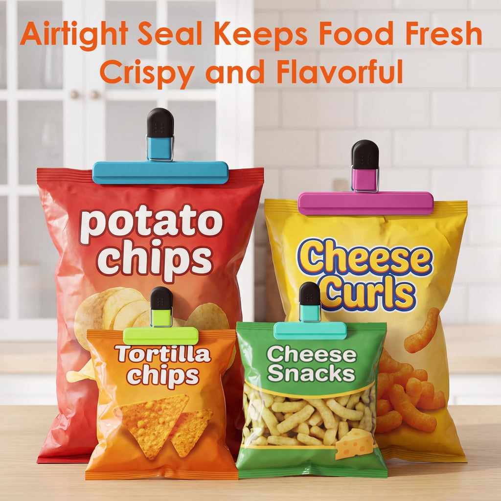 TACGEA Chip Clips, 8 Pack Bag Clips, Upgrade Wide-Open, for Food Storage