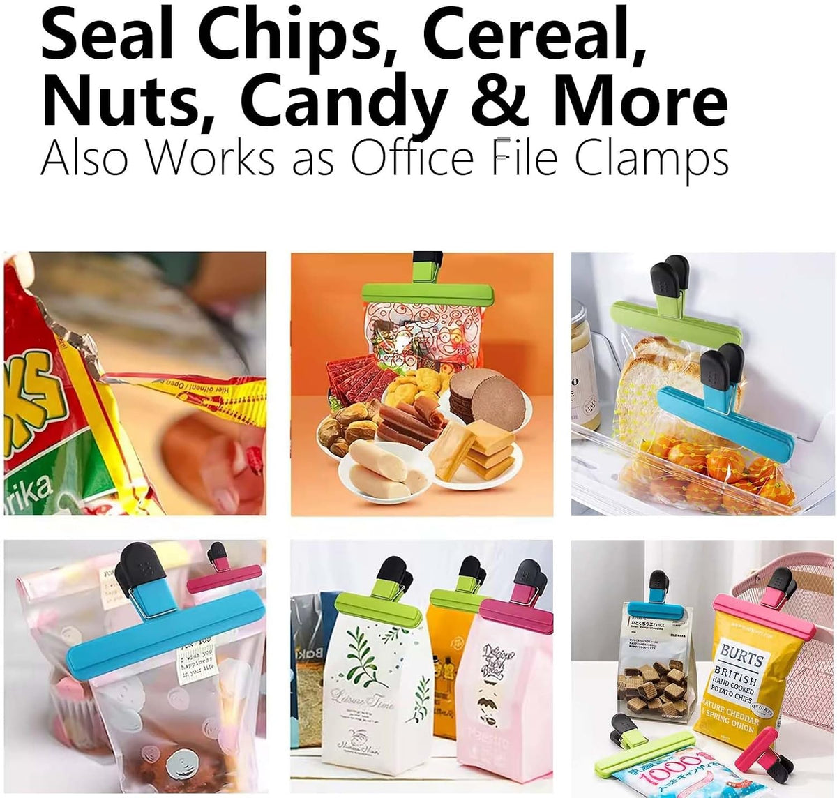 6-Pack Heavy Duty Chip Bag Clips – Strong Seal Plastic Food Clips for Kitchen Storage, Assorted Colors (3 Colors, 6 PCS)