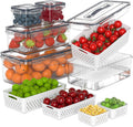 Anysig 5 Pack Fridge Fruit Storage Containers with Colander & Handle Lids