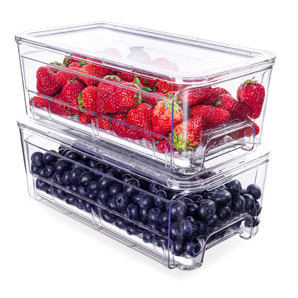 Imncya Clear Fridge Organizer, 4-Pack Stackable Refrigerator Storage Bins