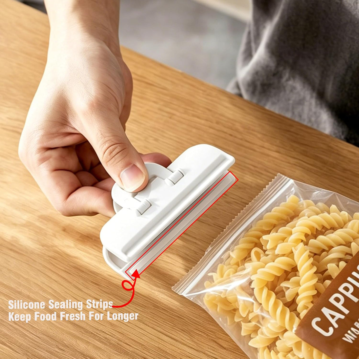 Food Bag Clips 6-Pack, Heavy Duty with Foldable Handles & Hanging Hole