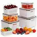 HOMETALL 8 Pack Fruit Storage Containers for Fridge, Produce Containers for Fridge with Colander, Leakproof Fridge Organizers and Storage for Berry Vegetable Salad Lettuce Meat Food