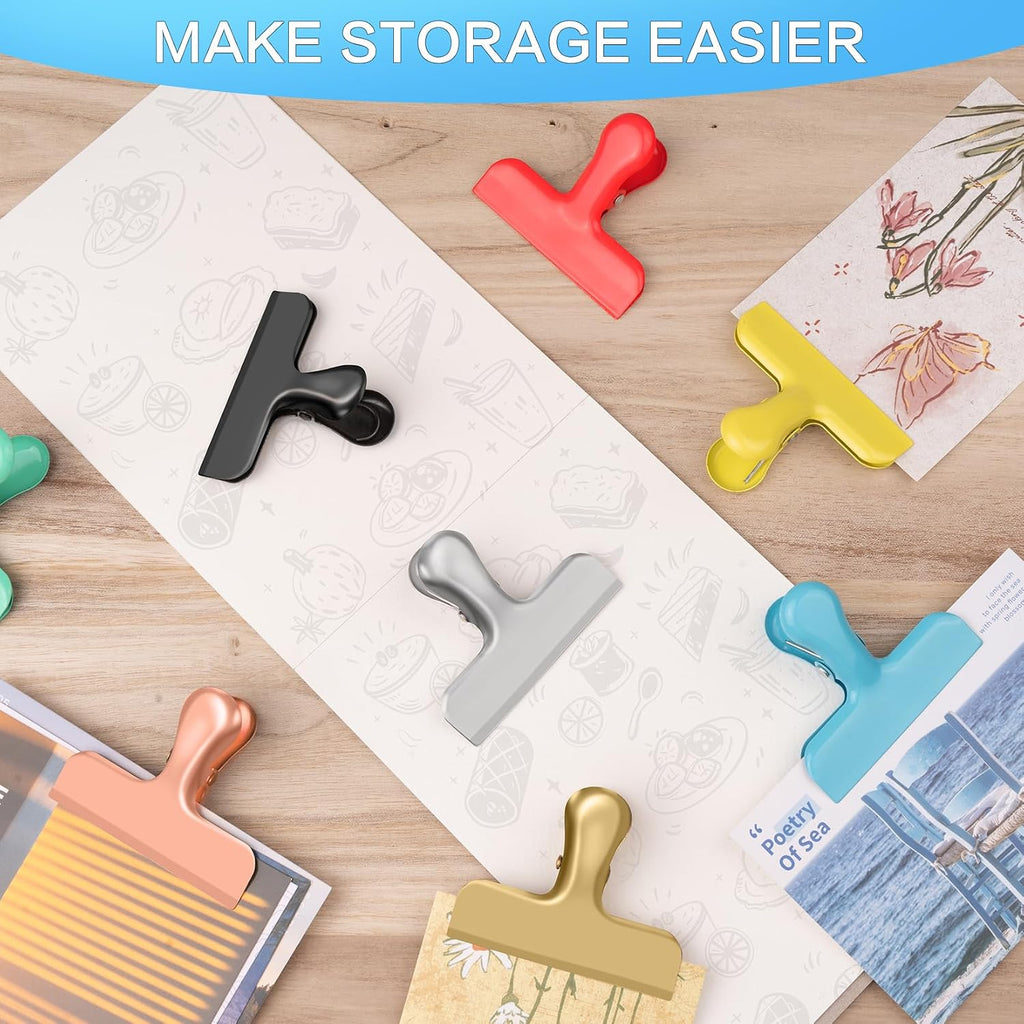 12 Pack Chip Clips, Stainless Steel Chip Bag Clips & Food Clip, Heavy Duty Bag Clip for Food Storage, Perfect for Kitchen Office Usage (Gold)