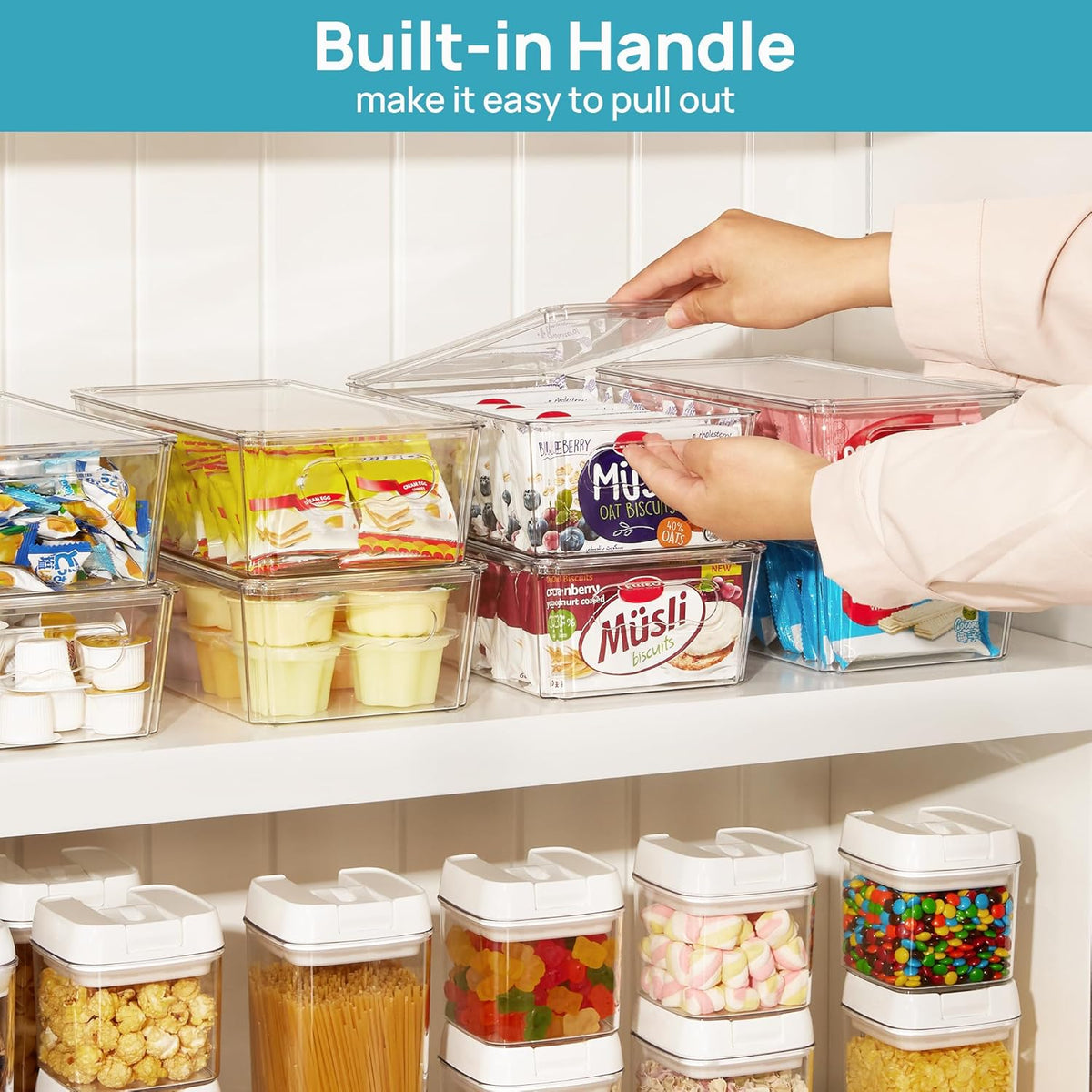 Vtopmart 4pcs Clear Stackable Storage Bins with Lids
