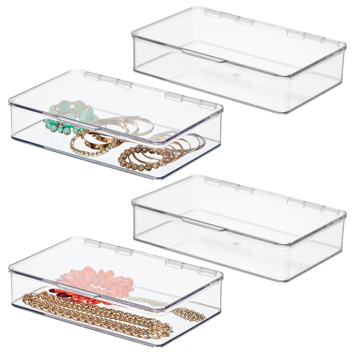iDesign Kitchen Binz BPA-Free Plastic Stackable Organizer Box with Lid - 7.26" x 10.75" x 2.37", Clear
