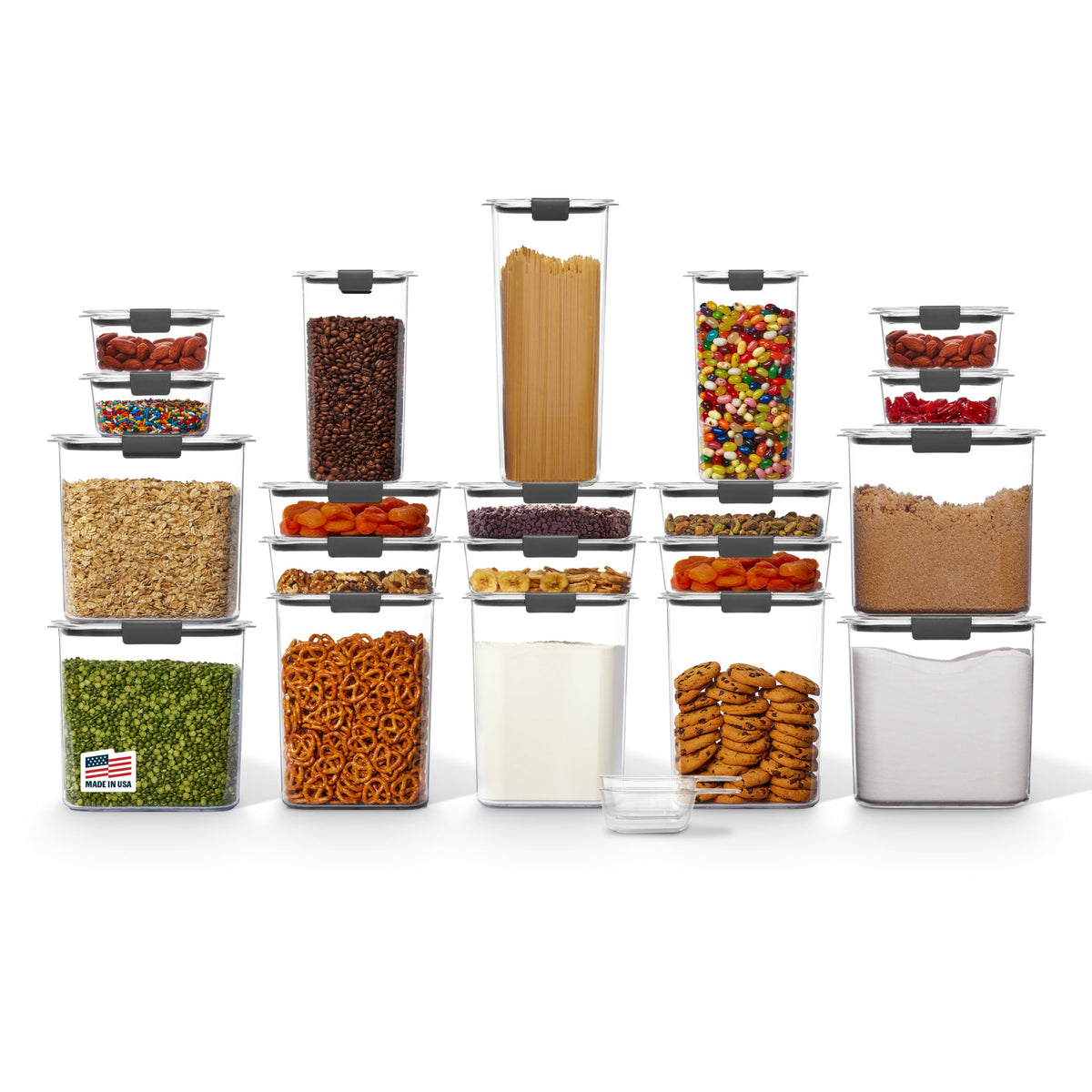 Rubbermaid Brilliance 12-Cup Airtight Food Storage Container, Perfect for Pantry Staples, Clear/Grey