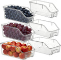 6 Packs Clear Freezer Organizers and Storage Bins with Handle, Stackable Storage Bins Open Front Pantry Bins for Storage and Organization for Bathroom Kitchen Refrigerator Pantry