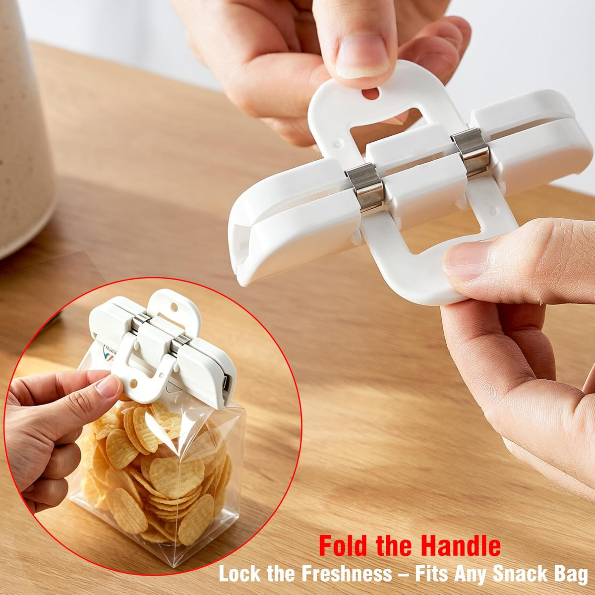 Food Bag Clips 6-Pack, Heavy Duty with Foldable Handles & Hanging Hole
