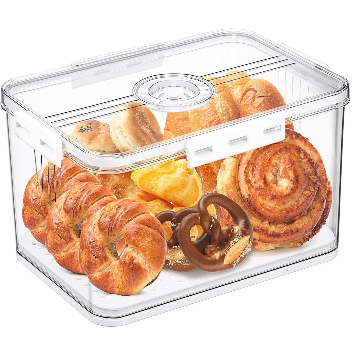 ANYPROLUS Bread Box for Homemade Bread Boxes for Kitchen Counter Airtight, Time Recording Bread Storage Container with Lid, Bread Containers Storage Airtight Loaf Bread Keeper, Grey