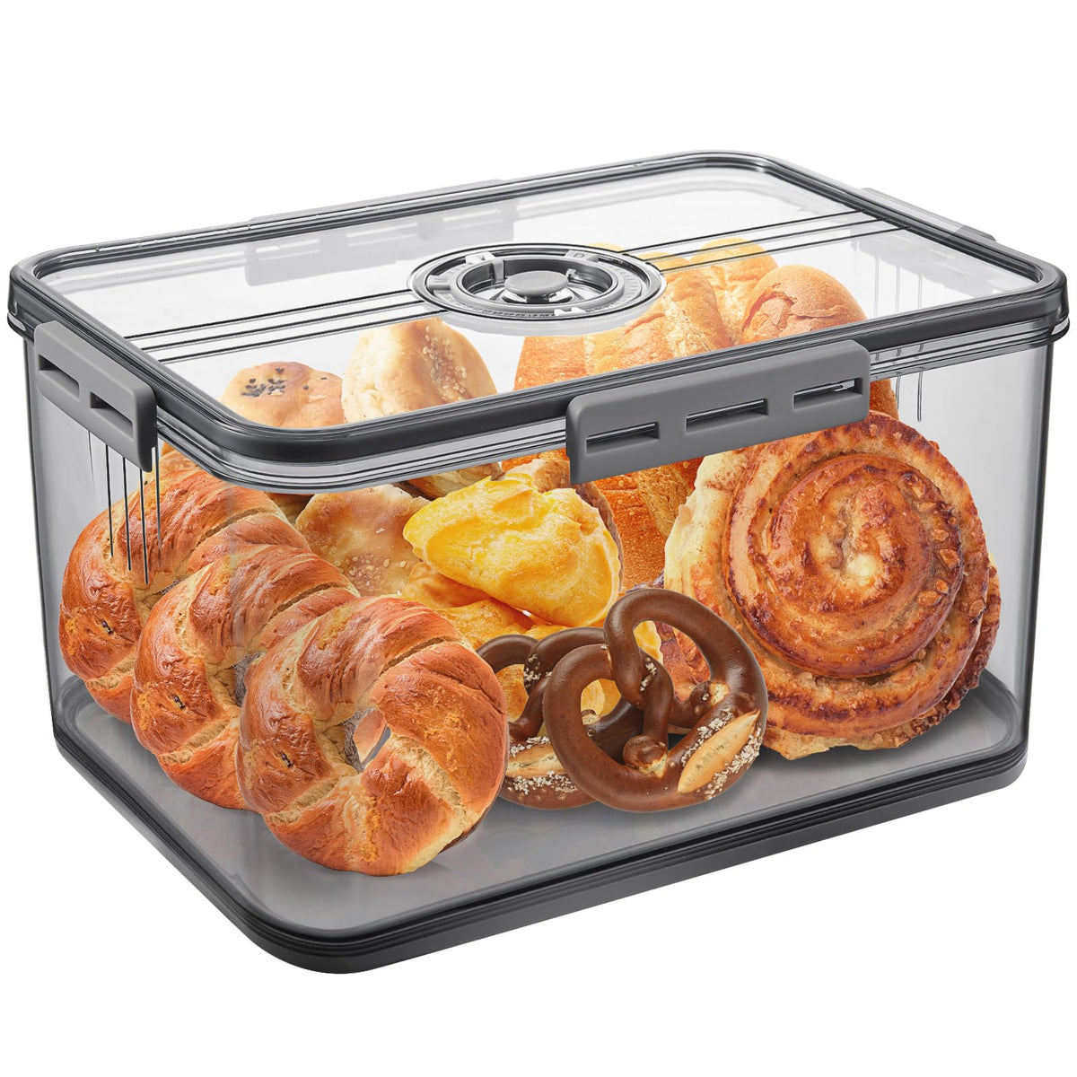 ANYPROLUS Bread Box for Homemade Bread Boxes for Kitchen Counter Airtight, Time Recording Bread Storage Container with Lid, Bread Containers Storage Airtight Loaf Bread Keeper, Grey