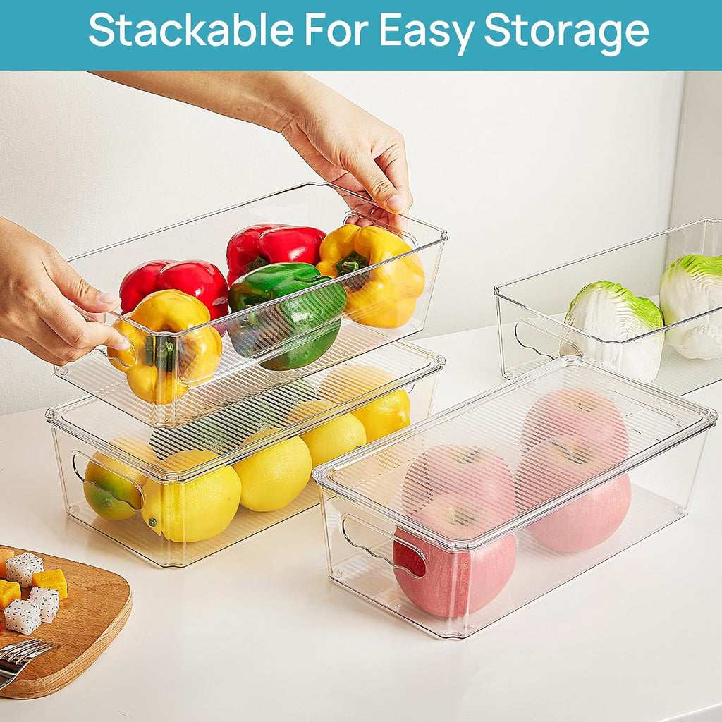 Vtopmart 4pcs Clear Stackable Storage Bins with Lids