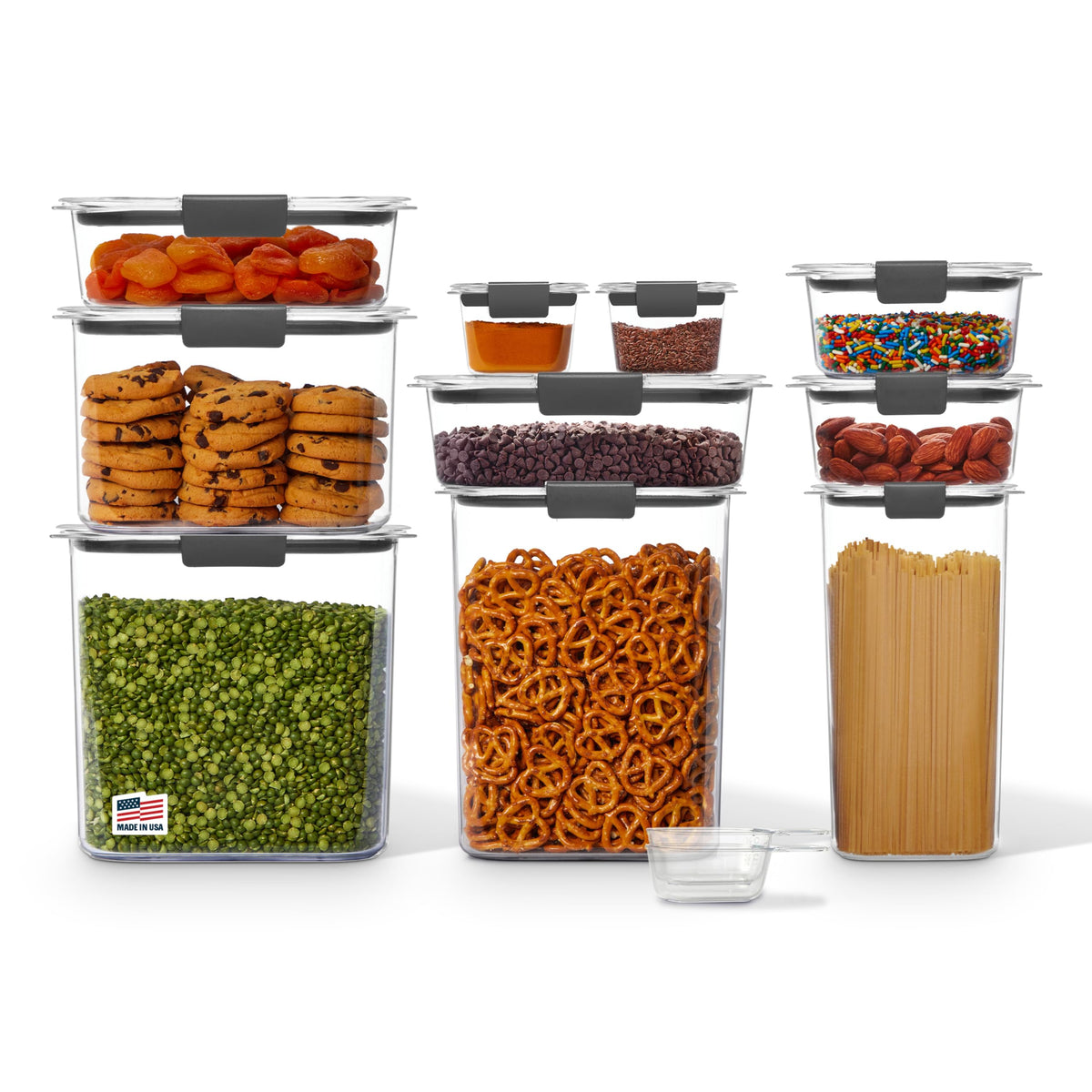 Rubbermaid Brilliance 12-Cup Airtight Food Storage Container, Perfect for Pantry Staples, Clear/Grey