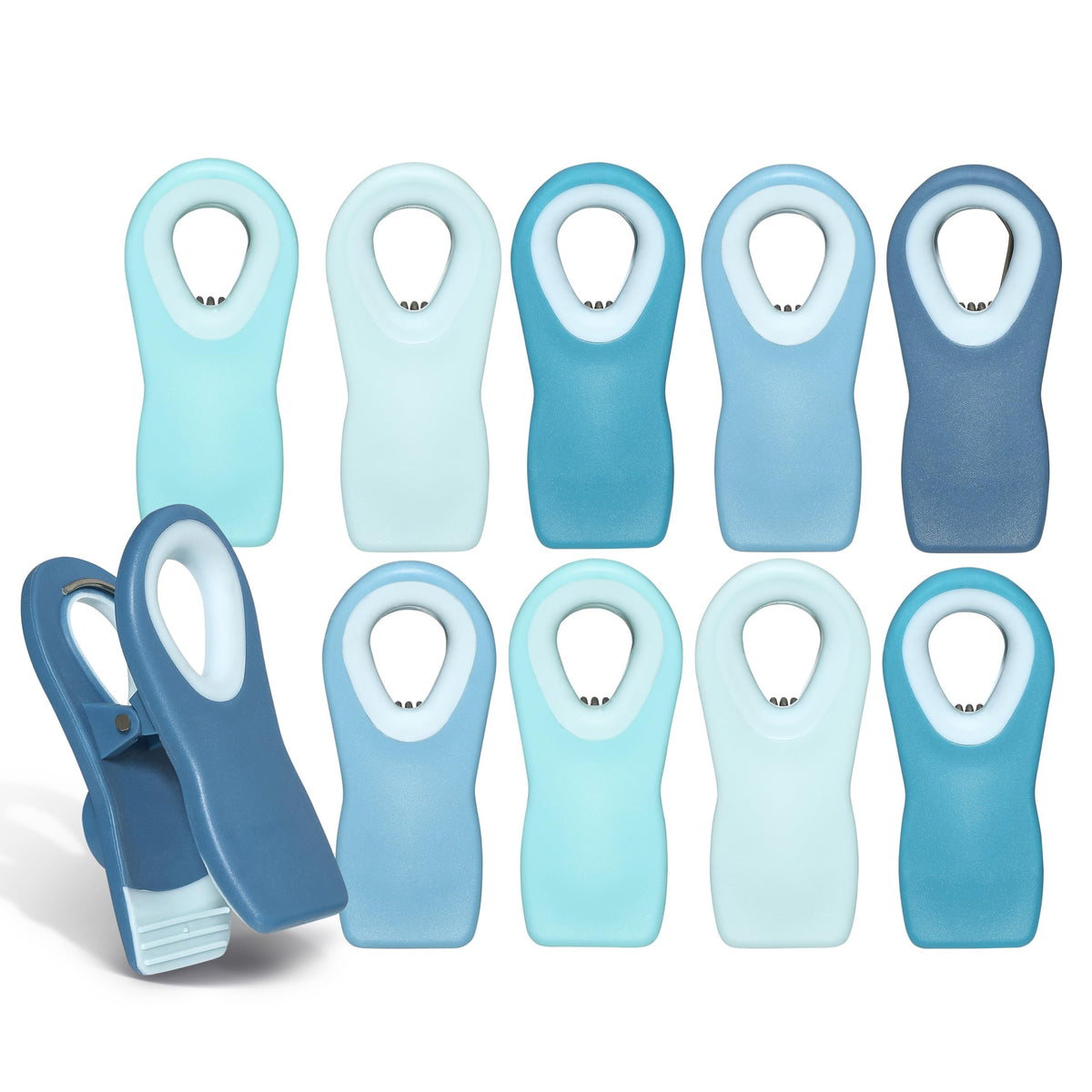 COOK WITH COLOR Bag Clips with Magnet- Food, Chip, Bag Clips for Food Storage with Airtight Seal Grip for Bread, Snack and Food Bags (White, Pack of 10)