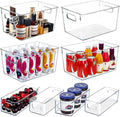 SKTEET Set of 8 Clear Plastic Storage Bins, 4 Large and 4 Small Stackable Storage Containers for Pantry Organization and Kitchen Storage Bins,Home Edit and Cabinet Organizers