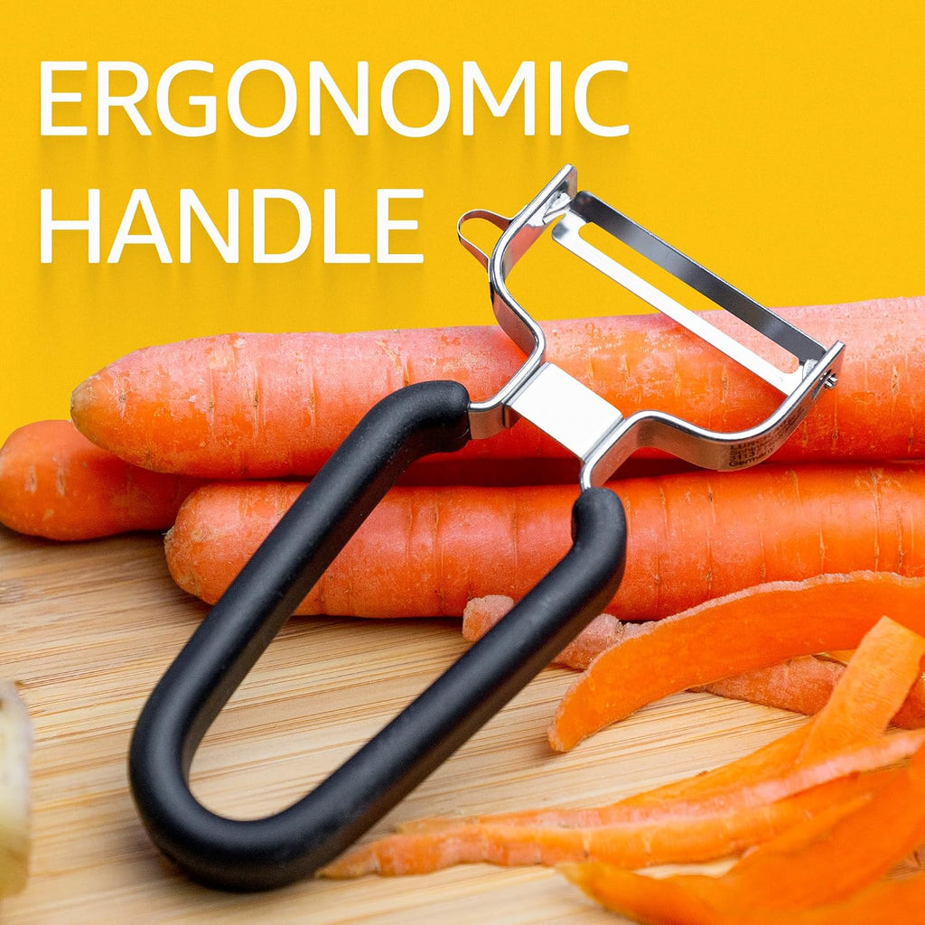 Lurch Germany Universal Ultra Sharp Stainless Steel Vegetable Y Peeler for Potatoes, All Fruits & Veggies | Non-Slip Comfortable Handle | 5.1 x 2.3 Inches / 13 cm x 6 cm - Black