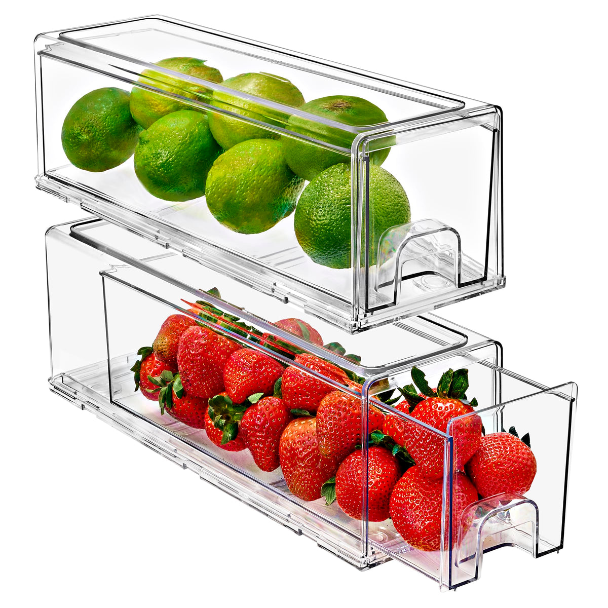 Sorbus Clear Stackable Storage Drawers for Refrigerator (Medium, 2 Pack)