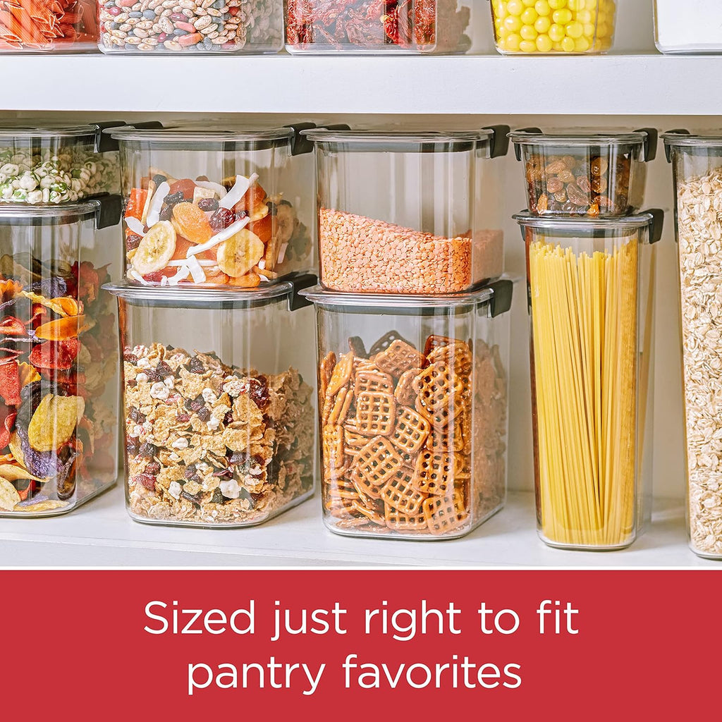 Rubbermaid Brilliance 12-Cup Airtight Food Storage Container, Perfect for Pantry Staples, Clear/Grey