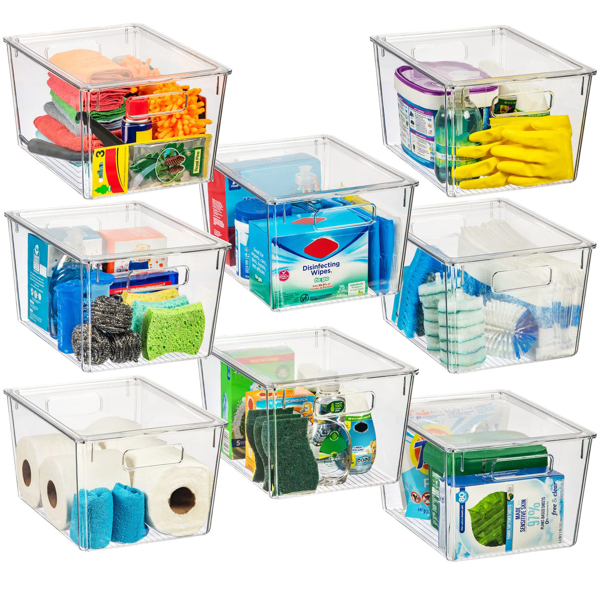 ClearSpace Storage Bin with Lid, Pantry & Desk Organizer, XL, 4 Pack